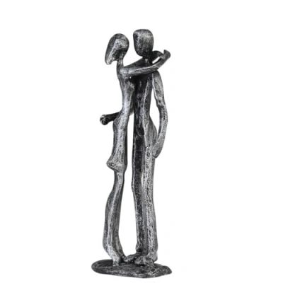 Abbildung von Casablanca Design Deko Skulptur Couple Liebespaar Gußeisen Eisen brüniert Antik Silber Höhe 18 cm Geschenk Love