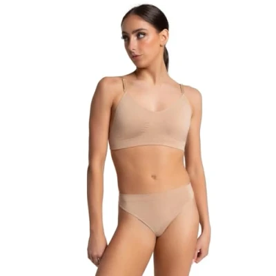 Abbildung von Capezio Damen Seamless Clear Back Bra BH, Nude, Large