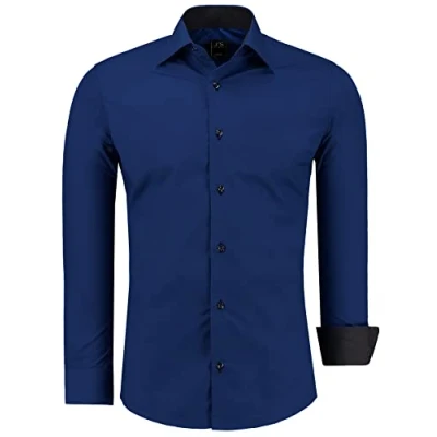 Abbildung von J&#039;S FASHION Herren Hemd Slim Fit Langarm Freizeithemd Pflegeleicht Bügelleicht Blau XL