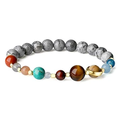 Abbildung von COAI Unisex Energiearmband Sonnensystem Armband aus Edelsteine und Map Jasper Karte Jaspis in Größe M
