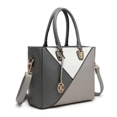 Abbildung von Miss Lulu Damen Schultertasche Henkeltasche Umhängetasche geometrisches Design mit Gold Tone Hardware aus Kunstleder für den täglichen Gebrauch