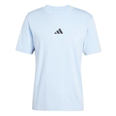 Abbildung von adidas Herren Essential Three Stripes Single Jersey Tee, Glow Blue/Black, L