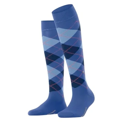 Abbildung von Burlington Damen Kniestrümpfe Marylebone W KH Wolle lang gemustert 1 Paar, Blau (River Blue 6551) neu umweltfreundlich, 36 41
