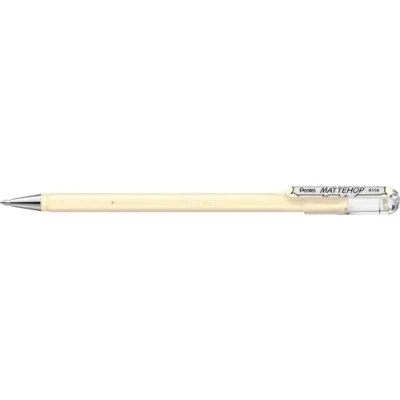Abbildung von Pentel K110 VHX Mattehop Gel Tintenroller mit hochdeckender Tinte in mattem Finish, Modell Kappe, 1 Stück, elfenbein