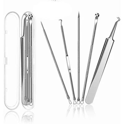Abbildung von 5er Mitesserentferner Komedonenquetscher Set, elloLife Blackhead Remover mit Box aus Edelstahl Akne Whiteheads Mitesser Entferner Kit für alle Hauttypen