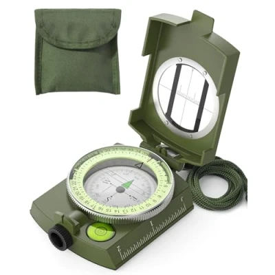 Abbildung von Sportneer Militär Marschkompass, Professioneller Taschenkompass Peilkompass Kompass Compass mit Tragschlaufe für Jagd Wandern und Aktivitäten Camping im Freien, Wasserfest Stoßfest