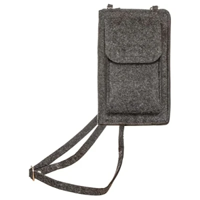 Abbildung von Brandsseller Handy Umhängetasche mit Geldbörse Filz Crossbody integrierte Brief und Handytasche Kartenfächer Verstellbarer Schultergurt ca. 13 x 21,5 5 cm Grau