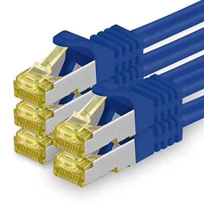 Abbildung von 1aTTack.de Cat.7 Netzwerkkabel 1m Blau 5 Stück Cat7 Ethernetkabel Netzwerk LAN Kabel Rohkabel 10 Gb s SFTP PIMF LSZH Set Patchkabel mit Rj 45 Stecker Cat.6a