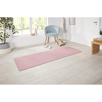 Abbildung von Hanse Home Nasty Läufer Flauschiger Kurzflor Teppich Einfarbig Unifarben für Esszimmer, Wohnzimmer, Kinderzimmer, Flur, Schlafzimmer, Küche Uni Hellrosa, 80x200cm