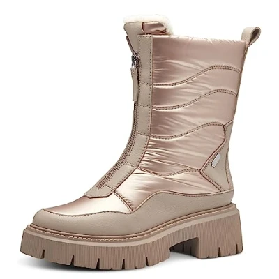 Abbildung von MARCO TOZZI Damen Stiefeletten ohne Absatz Winter Plateau, Beige (Taupe Met.Comb), 39