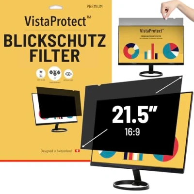 Abbildung von VistaProtect Premium Blickschutzfilter &amp; Anti Blaulichtfilter, Privacy Filter Blue Light Blickschutzfolie für Computermonitore (21.5&quot; Zoll)