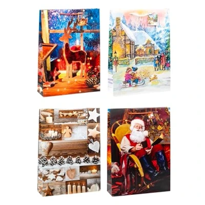 Abbildung von TSI Geschenktüten WEIHNACHTEN XXL, 12er Packung, Größe: XXL (HxBxT 44 x 33 10 cm), Art. Nr. 84177