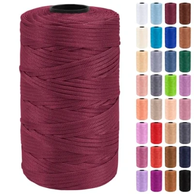 Abbildung von Uiopa Makramee Garn 3mm x 200m Polypropylen Flache Macrame Cord Band Schnur Farbig für Häkeln, Stricken, Dekoration, DIY Handwerk