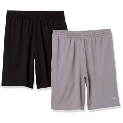 Abbildung von Amazon Essentials Herren Leichte Performance Funktionsshorts In Lockerer Passform (Erhältlich Übergrößen), 2er Pack, Grau/Schwarz, 3XL Große Größen