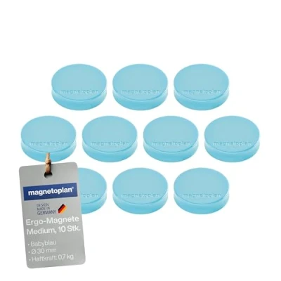 Abbildung von Ergo Magnete Medium, Durchmesser 30 x 8 mm, 10 Stück, babyblau