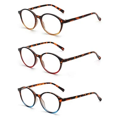Abbildung von JM 3 Pack Vintage Runden Lesebrille Federscharnier Gläser für Leser Damen Herren +1.0 Mischfarbe