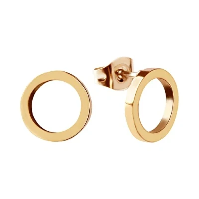 Abbildung von Ohrstecker Kreis Gold für Damen Runde Edelstahl Ohrringe Wasserfest I Goldener Ohrschmuck mit 18K Vergoldung Inkl. Geschenkbox