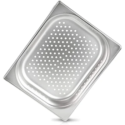 Abbildung von jokobela GN Behälter :: gelocht geeignet für Gaggenau, Miele und Siemens Dampfgarer (Edelstahl, Spülmaschine geeignet, Gastronorm 1/2, B 32,5 x T 26,5 H 6,5 cm)