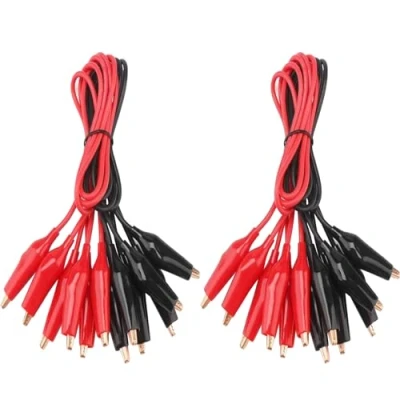 Abbildung von 20 Stück krokodilklemmen mit Kabel Messleitungs Set, Doppelklemmen Messleitung (50 cm)