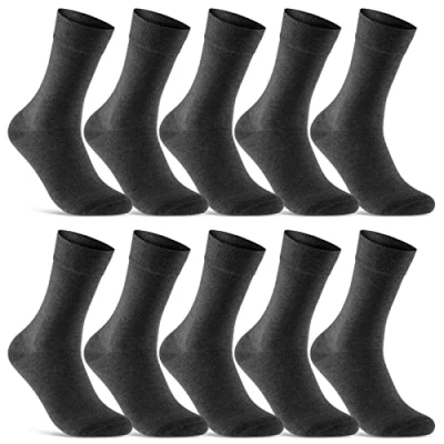 Abbildung von 10 Paar Socken Herren Damen Schwarz Business Baumwolle 70201T (Anthrazit 43 46)