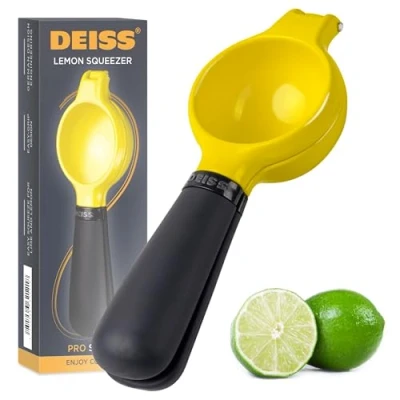 Abbildung von Deiss Pro Hochleistungsmetall Zitronenpresse Maximale Saftextraktion Hand Saftpresse, Leicht zu reinigen Limettenpresse, Ergonomische Anti Rutsch Griff Design Handbuch, Langlebige