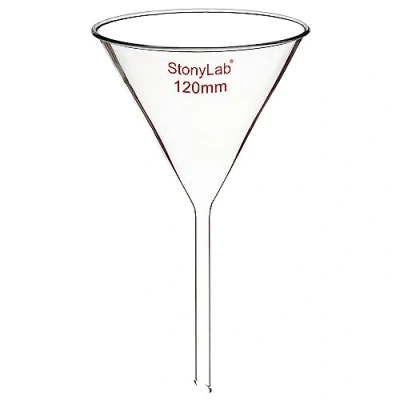 Abbildung von stonylab 1 Stück Glastrichter Labor Borosilikatglas Trichter, Glass Funnel Kurzer Stiel 120 mm Durchmesser, Stiellänge, Borosilicate Labortrichter