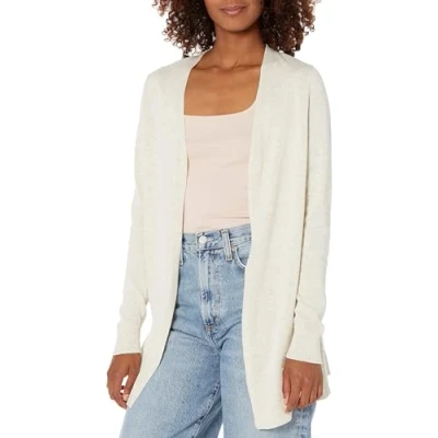 Abbildung von Amazon Essentials Damen Leichte Strickjacke, Vorne Offen (Erhältlich In Übergröße), Haferbeige Meliert, XXL
