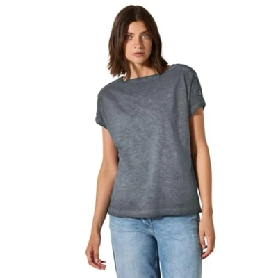 Abbildung von Cecil Tshirt MIT Knopfdetail print, Damen, Größe: XL, Grau