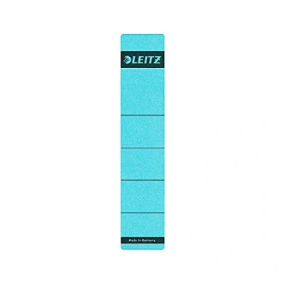 Abbildung von Leitz Rückenschild selbstklebend für Standard und Hartpappe Ordner, 10 Stück, 50 mm Rückenbreite, Kurzes schmales Format, 39 x 192 mm, Papier, blau, 16430035