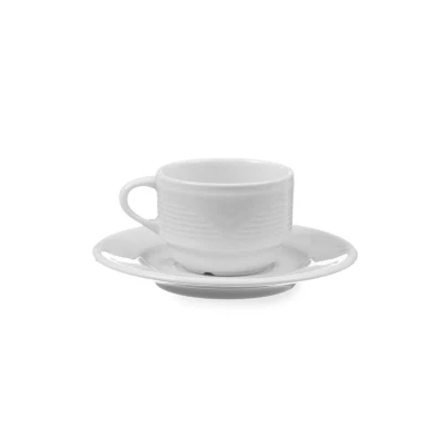 Abbildung von HENDI Untertasse Saturn Ø 12,5 cm Porzellan weiß stapelbar spülmaschinengeeignet, Hotel Gastro Mokka Untertassen