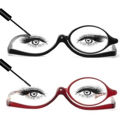 Abbildung von JM 2 Paar Makeup Lesebrille Vergrößern Flip nach unten Kosmetik Leser Für Damen +2.5