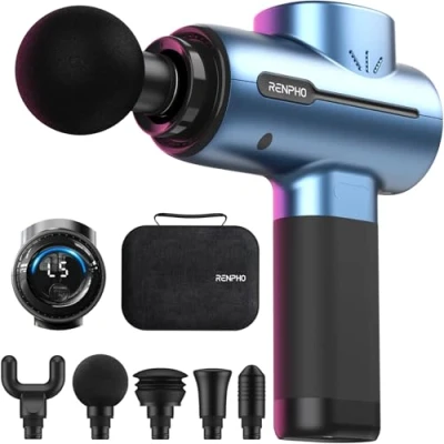 Abbildung von Massagepistole Massage Gun, RENPHO Massagegerät mit USB C Ladeanschluss zur Muskel Entspannen, Blau