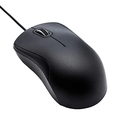 Abbildung von Amazon Basics leise USB Maus mit 3 Tasten, kabelgebunden, Standard, Schwarz