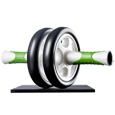 Abbildung von Ultrasport Bauchtrainer AB Roller, Trainer inkl.Kniematte, Bauchtraining für Männer und Frauen Bauchmuskelroller mit Multifunktion, Senioren, platzsparend klappbarer Muskeltrainer, Weiß/Grün