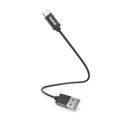 Abbildung von Hama USB C Kabel (USB A 2.0 Stecker/USB Stecker, 480 Mbit/s, 0,2 m, kompatibel mit Samsung Galaxy S21/S20/S10/S9/S8, Huawei P30/P20, Xiaomi) Schwarz