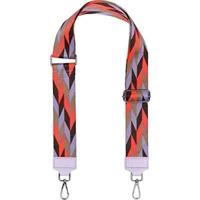 Abbildung von styleBREAKER Breiter Taschen Schulterriemen verstellbar mit Rauten Muster, Wechsel Taschengurt, Handyband, Handykette 02013031, Farbe:Neonorange Flieder Taupe