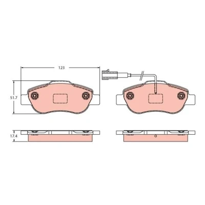 Abbildung von TRW GDB2405 Bremsbelagsatz inkl. Verschleißwarnkontakt FIAT: Panda II Hatchback, 500 C Convertible