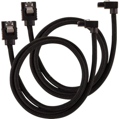 Abbildung von Corsair Premium Sleeved SATA 3 Kabel gewinkelt / gerade (6Gbps, 60 cm 90) Schwarz