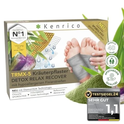 Abbildung von KENRICO TRMX 5 Kräuterpflaster Pflaster zum entgiften [100% natürlich] Entgiftungspflaster Detox Relax Recover Entgiftung Pads Füße Körper Fusspflaster Patch Fuss