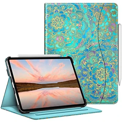 Abbildung von Fintie Hülle für iPad Pro 11 Zoll 4. Generation/ 3. Gen/ 2. Gen (Modell 2022/2021/2010), Multi Winkel Folio Schutzhülle mit Stifthalter, Dokumentenfach und Auto Schlaf/Wach Funktion, Jade