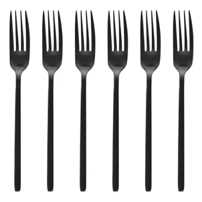 Abbildung von GRÄWE Tafelgabeln, Menügabeln, Gabeln, 6 Stück, Besteck Set, spülmaschinengeeignet, Edelstahl titanbeschichtet, schwarz, modern, Serie Lissabon