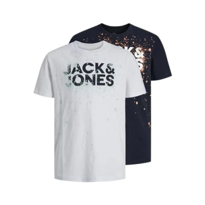 Abbildung von Jack &amp; Jones Junior Jcosplash TEE CREW JNR 2 PACK Tshirt print für Kinder, Größe: 128, Navy/white