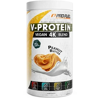 Abbildung von Vegan PROTEIN Pulver ERDNUSSBUTTER V 4K Blend Unglaublich lecker &amp; cremig 750g Aus Sonnenblumen, Soja, Hanfsamen Kürbiskernen Pflanzliches Eiweißpulver mit 78% Eiweiß