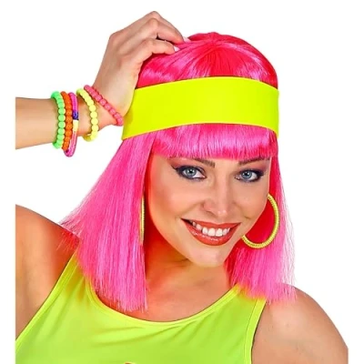 Abbildung von W WIDMANN MILANO Party Fashion 02034 Neon Gelbes Stirnband, Schweißband, 80er, 90er Jahre Accessoire, Trainingsanzug, Karneval, Fasching, Mottoparty, Bad Taste
