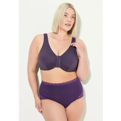 Abbildung von Ulla Popken Damen Bustier, Vorderverschluss, C/D Cup, E/F Cup BH, Aubergine, 95D EU