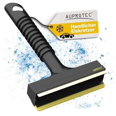 Abbildung von AUPROTEC Eiskratzer Messing A 13 / mit Gummilippe &amp; Messingklinge/Scheibenkratzer Auto/Schneekratzer Auto/Scheibenkratzer Winter/Eisschaber Auto schwarz gelb