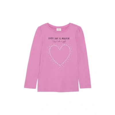 Abbildung von Print Shirt mit Schmucksteinen pink 92/98