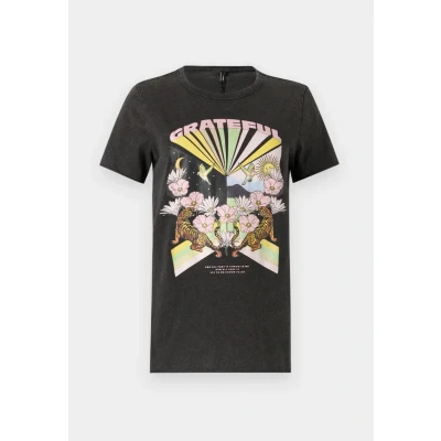 Abbildung von ONLY Onllucy LIFE Tshirt print, Damen, Größe: XS, Schwarz/pink