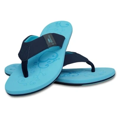 Abbildung von MADSea Damen Zehenstegpantolette Beach Woman Zehentrenner Flip Flop Thong Sandale Badelatschen Sommer Strand, hellblau/dunkelblau, 39 EU