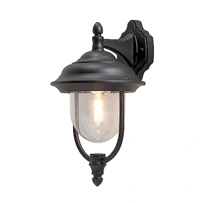 Abbildung von Konstsmide Parma 7222 750 Wandleuchte / B: 24cm T: 29cm H: 46cm 1x75W IP43 lackiertes Aluminium matt schwarz, Down